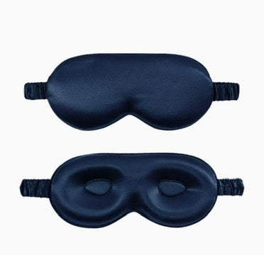 Edle 3D Seiden-Schlafmaske in Navy Blau
