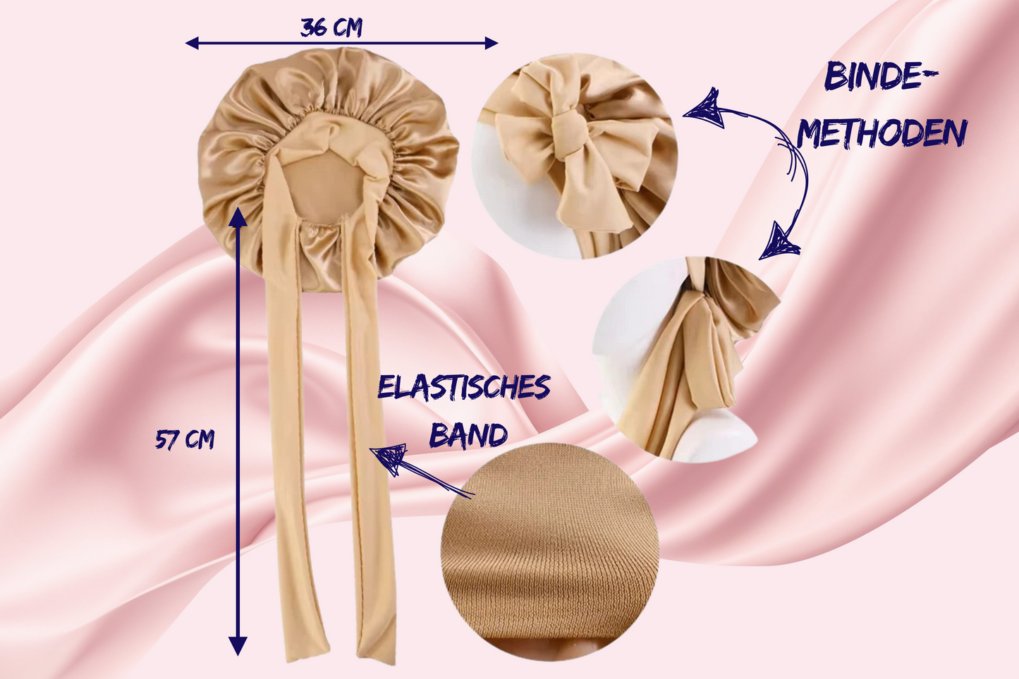 Bonnet Schlafhaube in Champagner